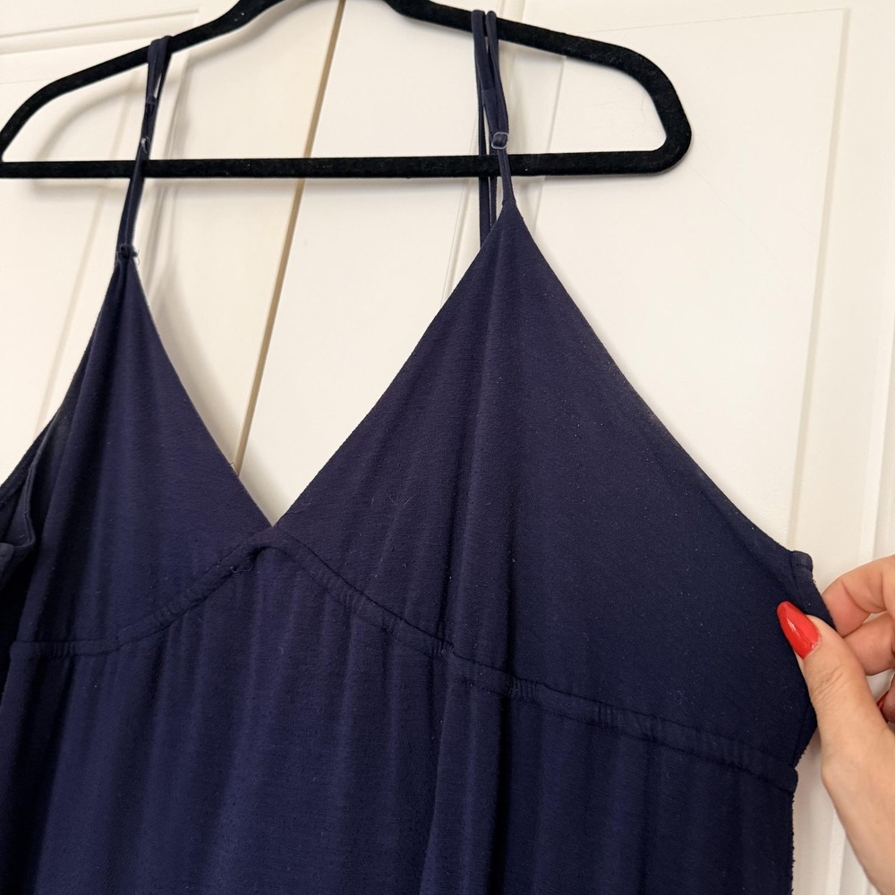 Mossimo Supply Co Dress Womens XL Navy Blue Maxi V Neck Spaghetti Strap Sundress